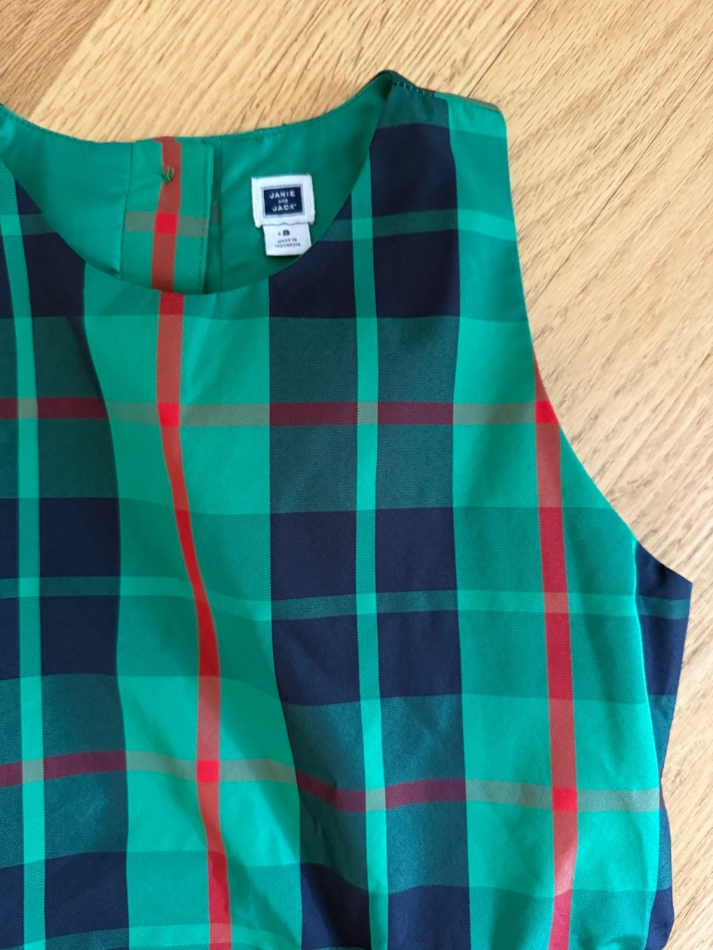 Janie and Jack Size 8 Green Emerald Plaid Tiered Holiday Dress - Picture 3 of 3